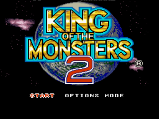 King of the Monsters 2 title screen for Super Famicom